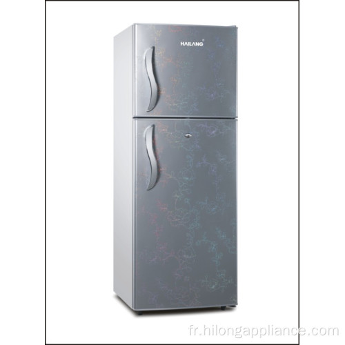 Réfrigérateur à congélateur supérieur 213L à double porte avec poignée